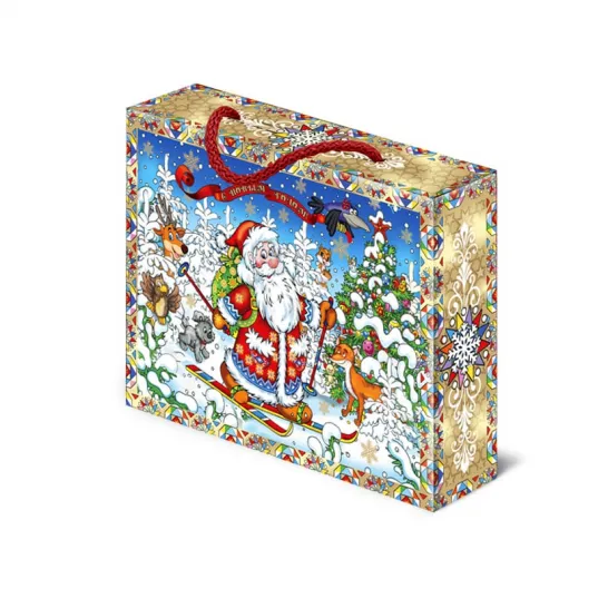 Сладкий новогодний подарок Дед Мороз в лесу 900 грамм премиум